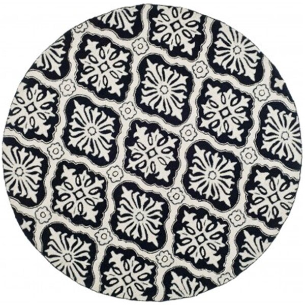 Safavieh 8 x 8 ft. Round, Transitional DuraRug Black Hand Hooked Rug EZC122C-8R - main